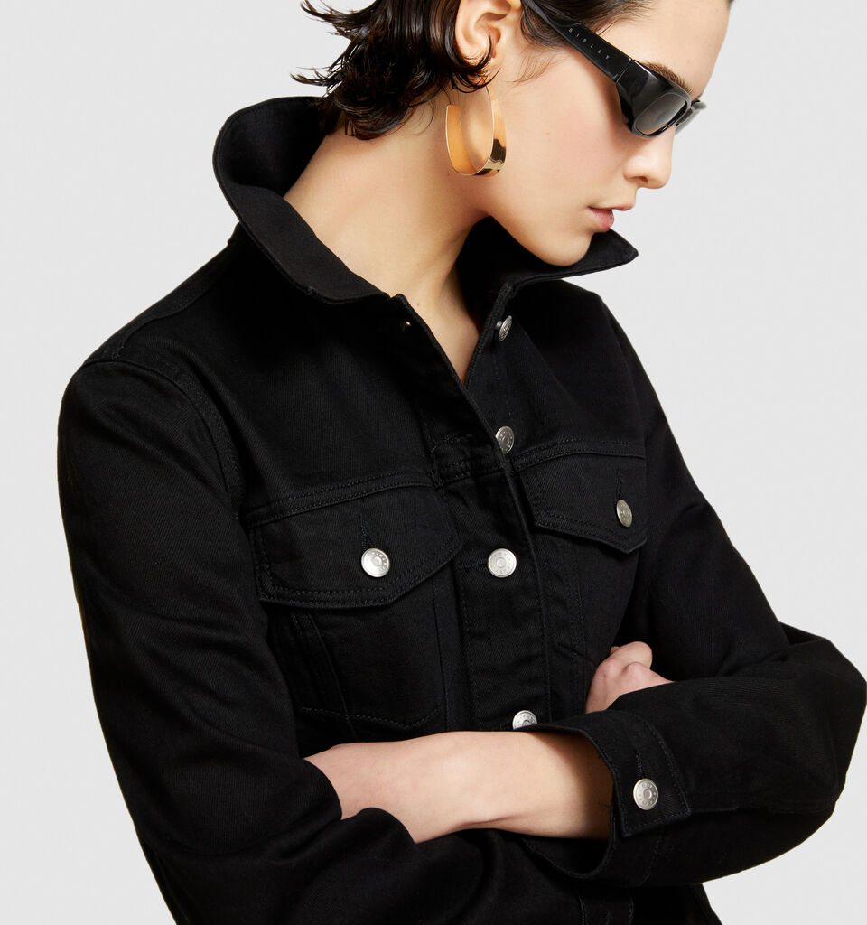 Slim fit denim jacket - women's jackets - Black | Sisley image number 5